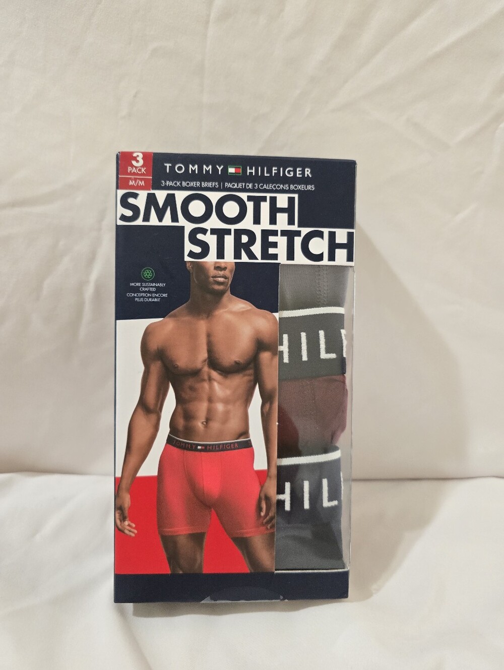 NWT Tommy Hilfiger Men's 3 Pack Boxer Briefs Medium Smooth Stretch Black Grey